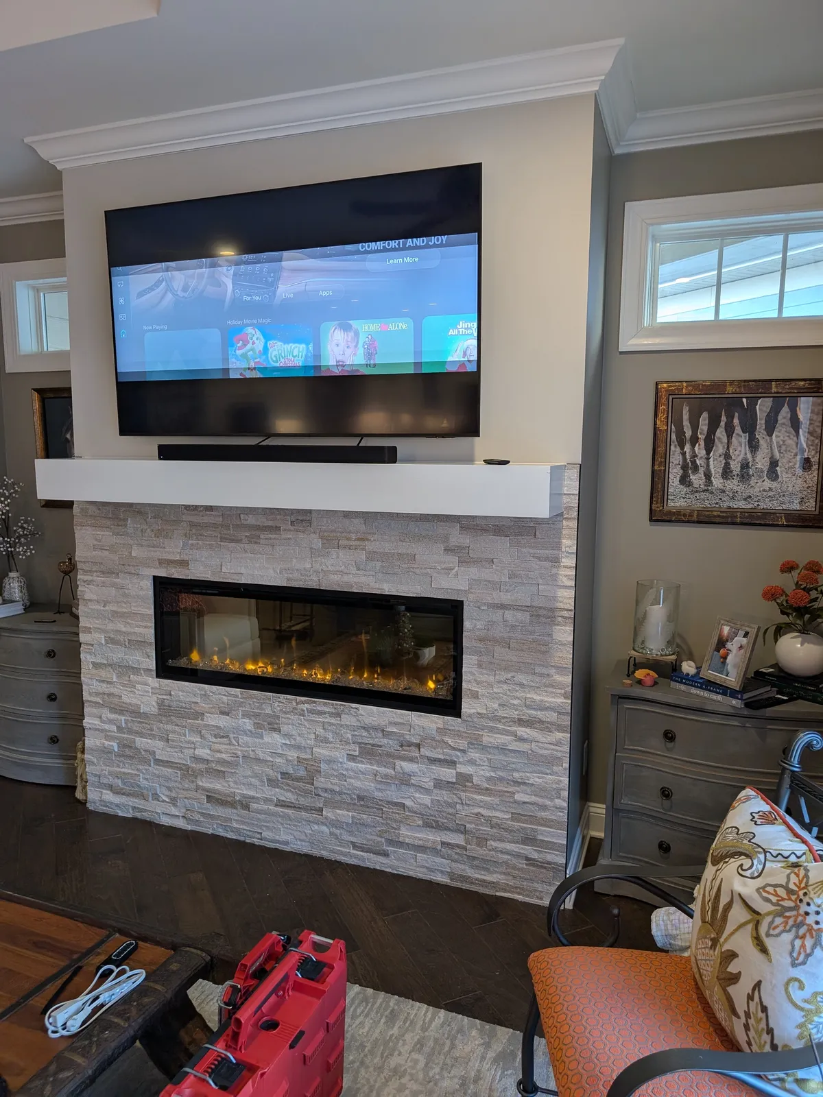 Hidden wiring TV installation