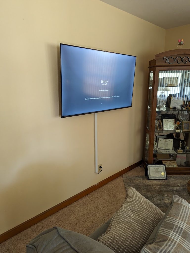 Wall Mount TV Installation Service on Drywall, wires hidden in cord cover | TV Mounting Louisville Kentucky